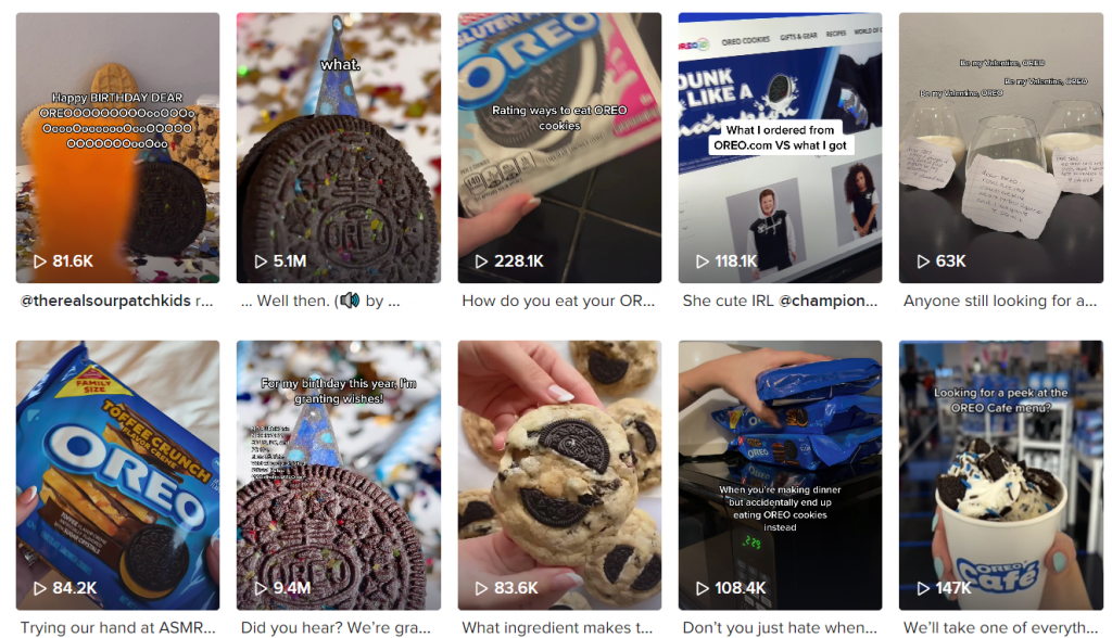 Oreo Short Form Video Content on TikTok