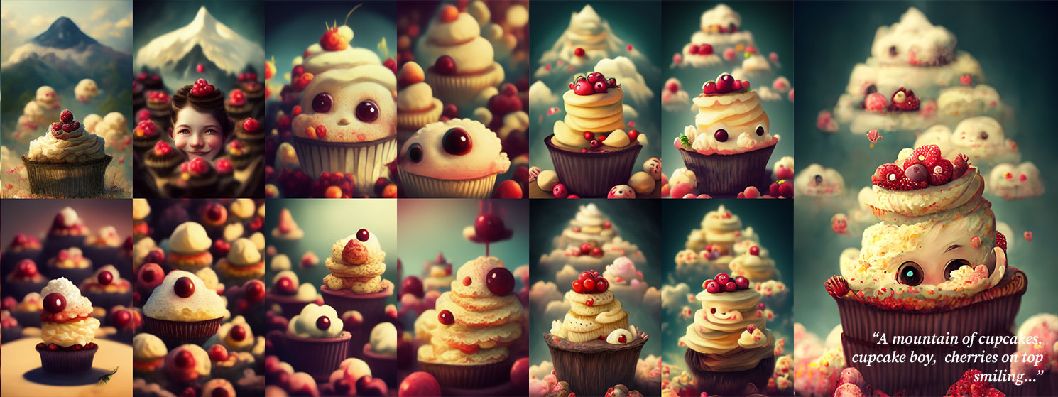 AI Creative - Mountain of Smiling Cupcakes